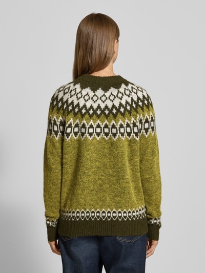 FREE/QUENT Gebreide pullover in Noorse look, model 'Novala' Kaki - 5