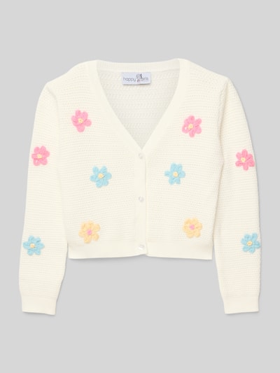 Happy Girls Strickjacke mit V-Ausschnitt Ecru 1