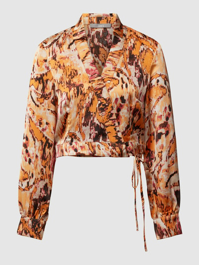 Jake*s Collection Korte blouse met all-over motief Donkeroranje - 2
