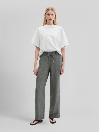 Marc O'Polo Wide Fit Hose aus reinem Leinen Mittelgrau Melange 1
