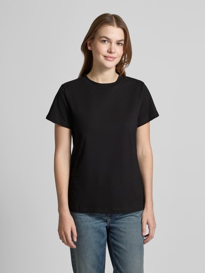 My Essential Wardrobe T-Shirt mit geripptem Rundhalsausschnitt Black 4