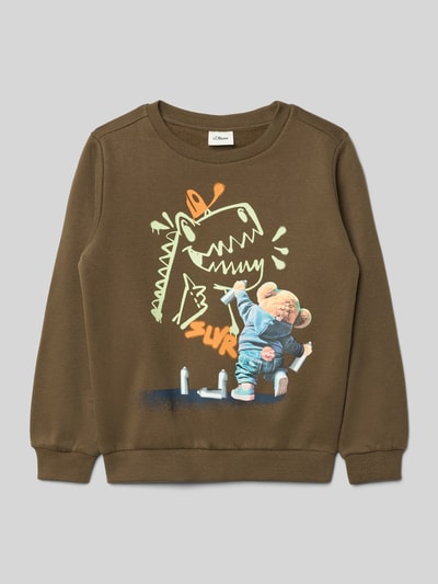 s.Oliver RED LABEL Bluza o kroju regular fit z mieszanki bawełny Średniobrązowy 1