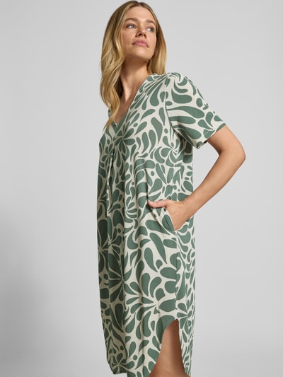 FREE/QUENT Knielanges Kleid mit V-Ausschnitt Modell 'Floy' Gruen 3
