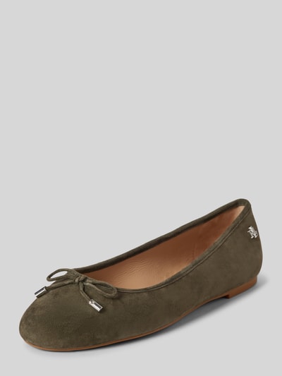 Lauren Ralph Lauren Lederballerinas mit Zierschleife Modell 'JAYNA' Khaki 1