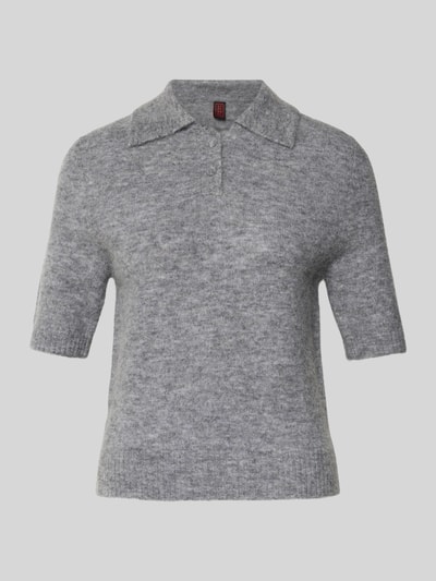 Stefanel Strickpullover aus Woll-Mix mit Polokragen und 1/2-Arm Mittelgrau Melange 2