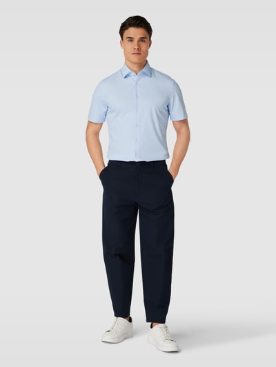 Jake*s Slim Fit Business-Hemd mit 1/2-Ärmeln Bleu 1