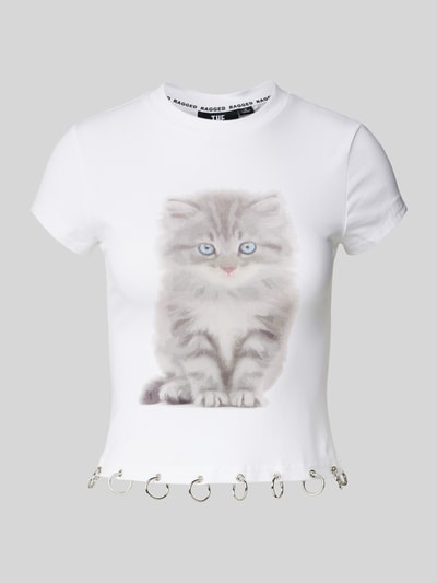 The Ragged Priest T-shirt met motiefprint, model 'KITTY BABY' Wit - 2