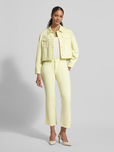 Marc Cain Jeansy krój slim fit z frędzlami Jasnożółty 1