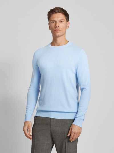 Christian Berg Men Strickpullover mit gerippten Abschlüssen Hellblau Melange 4