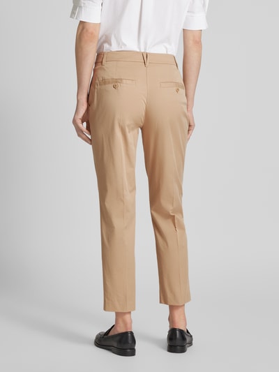 Marc Cain Regular fit stoffen broek met persplooien Taupe - 5