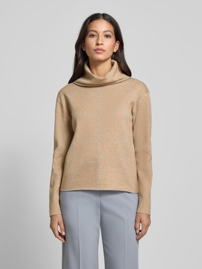 Betty Barclay Rollkragenpullover aus Viskose-Mix mit grafischem Muster Beige 4