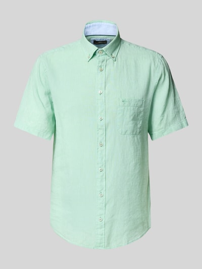 Fynch-Hatton Regular Fit Freizeithemd aus Leinen-Baumwoll-Mix Hellgruen 2