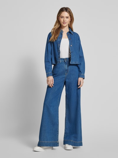 MSCH Copenhagen Cropped Jeansjacke mit Knopfleiste Modell 'Adalyn' Jeansblau 1