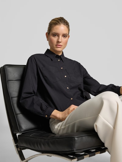 More & More Bluzka koszulowa o pudełkowym kroju z mieszanki bawełny Czarny 3