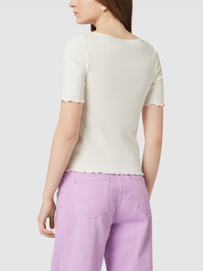 Tom Tailor Denim T-shirt met geschulpte zoom Offwhite - 5