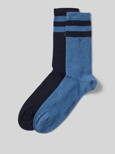 CK Calvin Klein Socken mit Label-Print im 2er-Pack Blau Melange 1