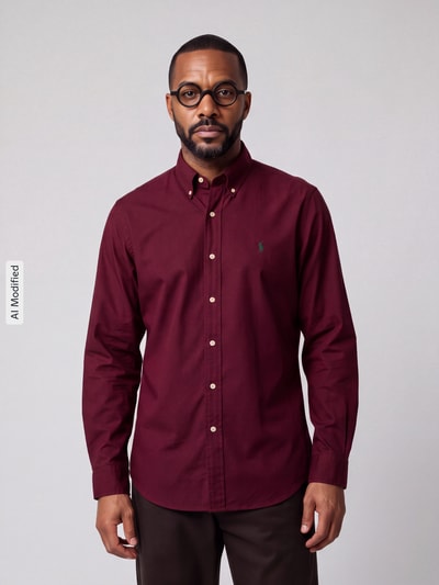 Polo Ralph Lauren Koszula casualowa o kroju custom fit z mieszanka bawełny Bordowy 4