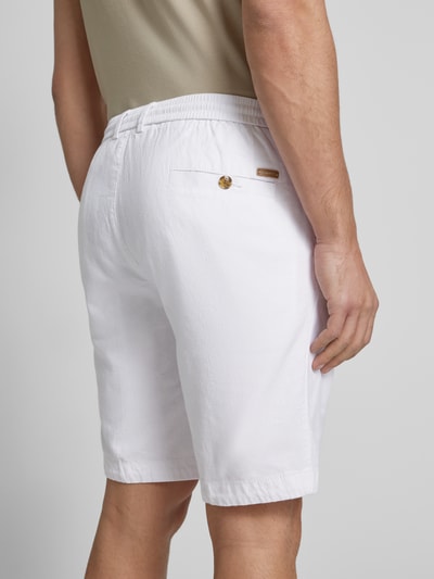 bugatti Slim Fit Shorts aus Baumwoll-Leinen-Mix Weiss 3