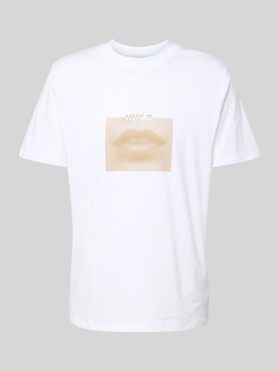 HUGO T-Shirt mit Label-Print Modell 'Deterni' Weiss 2