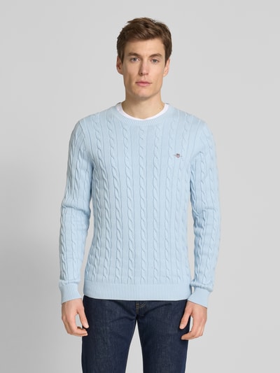 Gant Gebreide pullover met ronde hals Lichtblauw - 4