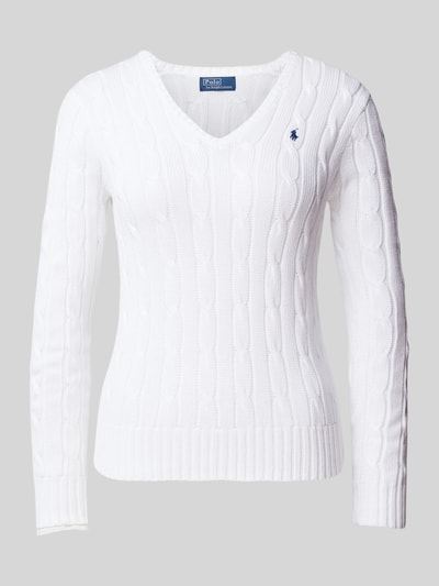 Polo Ralph Lauren Strickpullover mit Logo-Stitching Modell 'KIMBERLY' Weiss 2