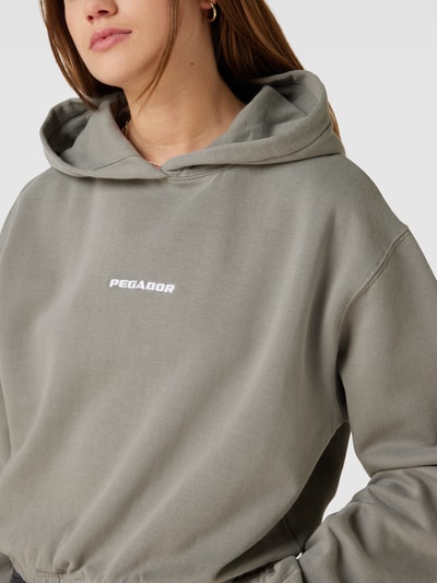PEGADOR Oversized Hoodie mit Logo-Stitching Modell 'KIM' Mittelgrau 3