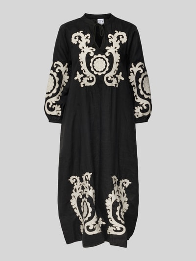 Emily Van den Bergh Tunikakleid aus Leinen mit Eingrifftaschen und 3/4-Arm BLACK 2