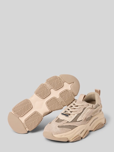 Steve Madden Sneakers van leermix met logoprint, model 'Possession' Taupe - 4