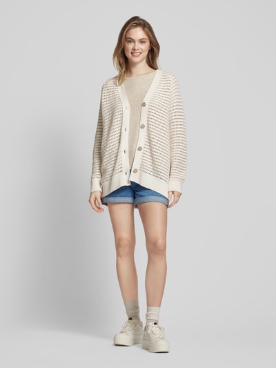 Marc O'Polo Denim Cardigan met gaatjesmotief Offwhite - 1