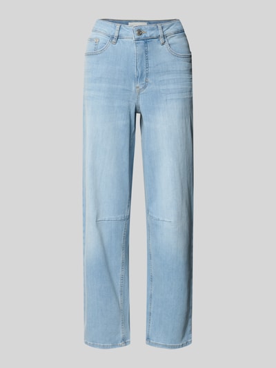 Produktfoto, jasnoniebieskie spodnie Straight Fit Jeans im 5-Pocket-Design Modell 'Melly' od OPUS PANTS, bawełniany miks ze stretchem, krój relaxed fit, zapięcie na guzik i zamek, szerokość w rozmiarze 36/28: 39 cm, długość wewnętrzna nogawki: 69 cm