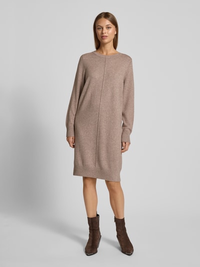 Christian Berg Woman Knielanges Strickkleid mit Rundhalsausschnitt Mittelbraun Mel 4