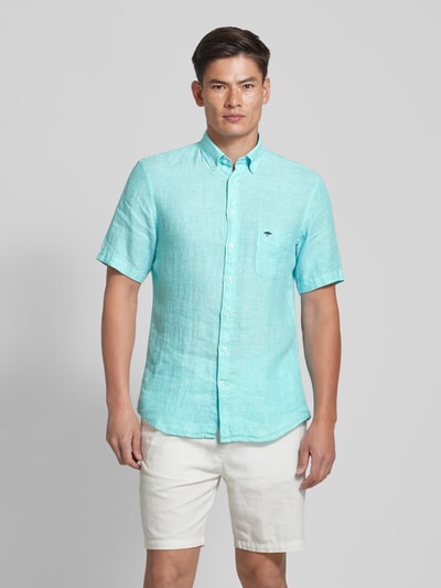 Fynch-Hatton Freizeithemd aus Leinen mit Button-Down-Kragen Modell 'Summer' Helltuerkis 4