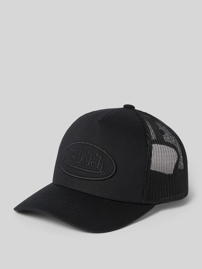 Produktfoto, Trucker Cap mit Logo-Stitching von Von Dutch aus schwarzem Baumwoll-Mix mit Snapback und Mesh, Herren Accessoire