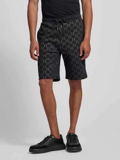 Karl Lagerfeld Regular Fit Sweatshorts mit Allover-Label-Print Black 4