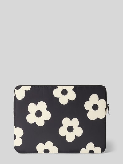 Produktfoto, Laptoptasche mit floralem Allover-Print Modell 'Daisy' von WOUF, Schwarz mit weißen Blumen, Hauptfach mit Reißverschluss, Logo-Applikation.