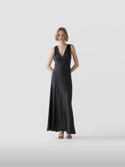 Sir Seidenkleid mit Gehschlitz Schwarz 1