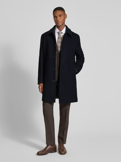 SELECTED HOMME Regular fit lange wollen jas met platte kraag, model 'ARCHIVE' Donkerblauw - 1