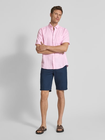 Fynch-Hatton Regular fit vrijetijdsoverhemd van een mix van linnen en katoen Roze - 1