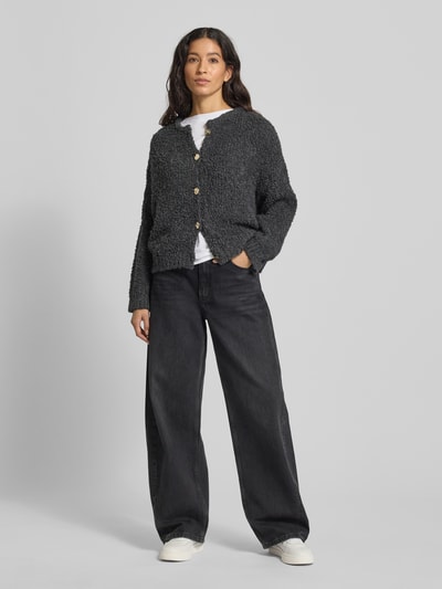 VILLA SOPHIE Loose fit gebreid jack met wol Antraciet - 1