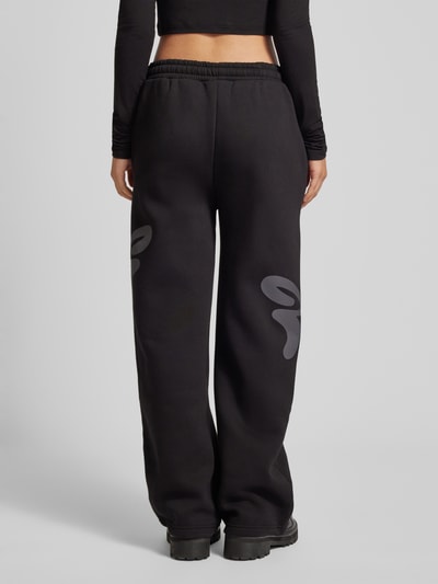 FELICIOUS Oversized sweatpants met labelprint Zwart - 5