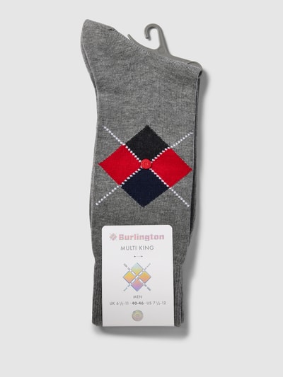 Burlington Socken mit Motiv-Print Modell 'Multi King' Mittelgrau Melange 3