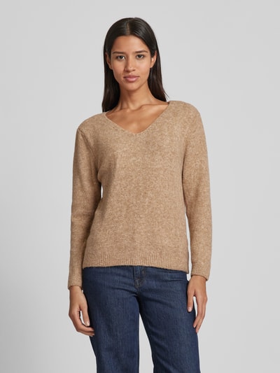 ZABAIONE Gebreide pullover met ribboorden Taupe - 4