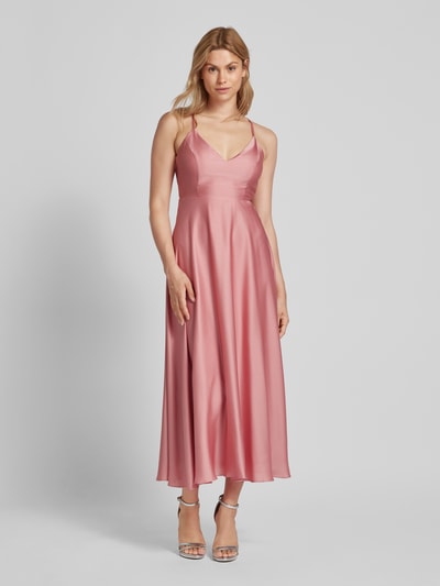 Jake*s Cocktail Knielanges Cocktailkleid mit V-Ausschnitt Rosa Melange 4