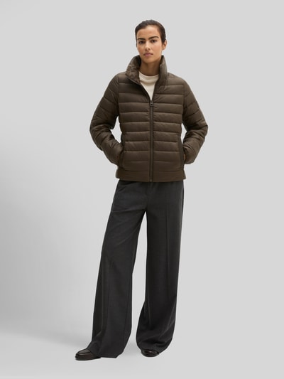 Marc O'Polo regular fit gewatteerd jack met opstaande kraag Donkerbruin - 1