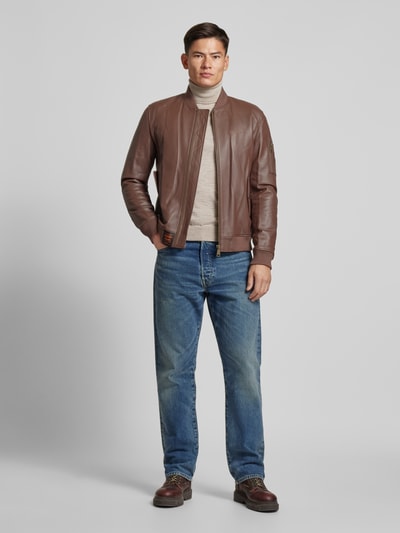 Original Bombers Jacke in Leder-Optik Dunkelbraun 1