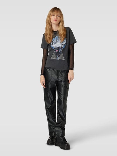 Only Broek in leerlook, model 'MALFY' Zwart - 1