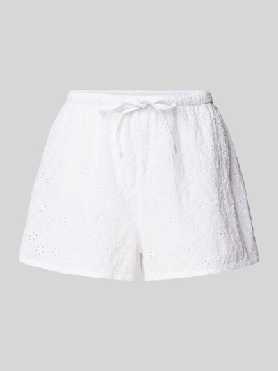 Jake*s Casual Regular Fit Pyjama-Shorts mit Lochmuster Weiss 1