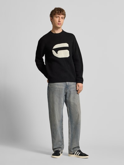 G-Star Raw Relaxed fit gebreide pullover met logo Zwart - 1