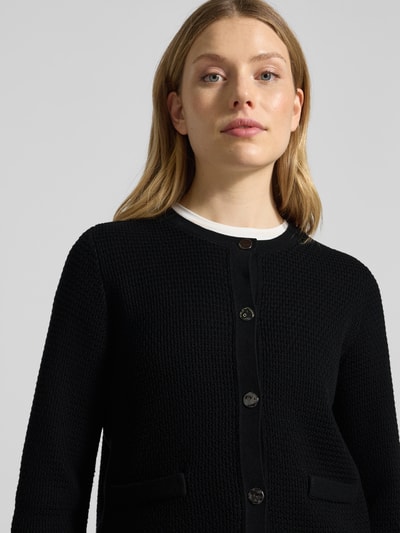 s.Oliver BLACK LABEL Kurtka z dzianiny o kroju regular fit z mieszanki bawełny Czarny 3