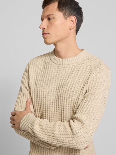 SELECTED HOMME Regular fit gebreide pullover van puur biologisch katoen, model 'TOM' Beige - 3